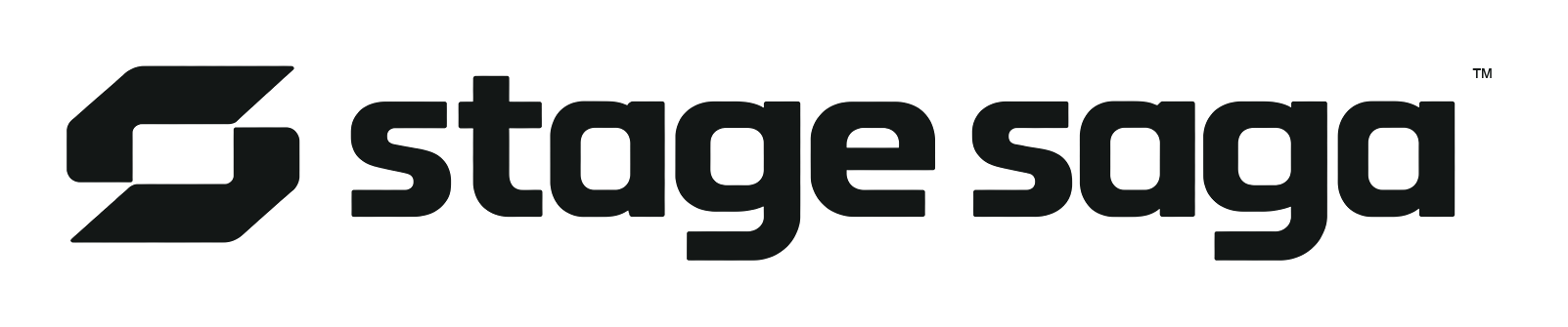 English STAGE SAGA logo in ink